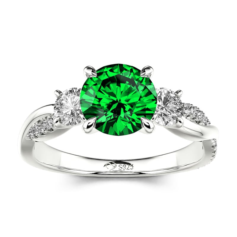 Jeulia Custom Twisted Three Stone Engagement Ring Gold/Platinum