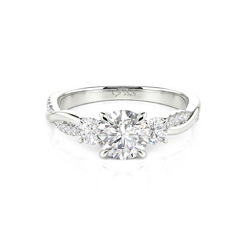 Jeulia Custom Twisted Three Stone Engagement Ring Gold/Platinum