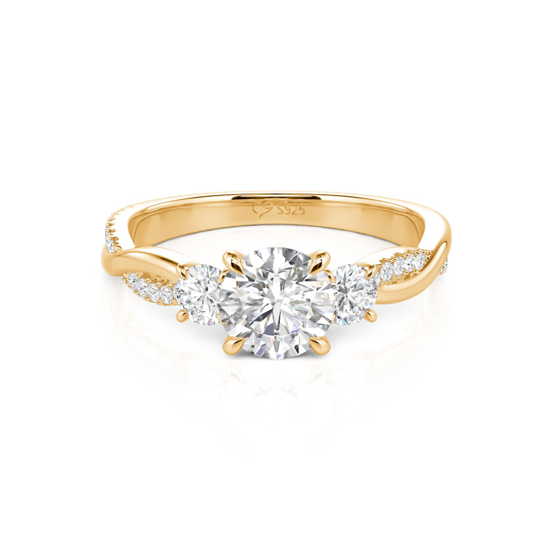 Jeulia Custom Twisted Three Stone Engagement Ring Gold/Platinum