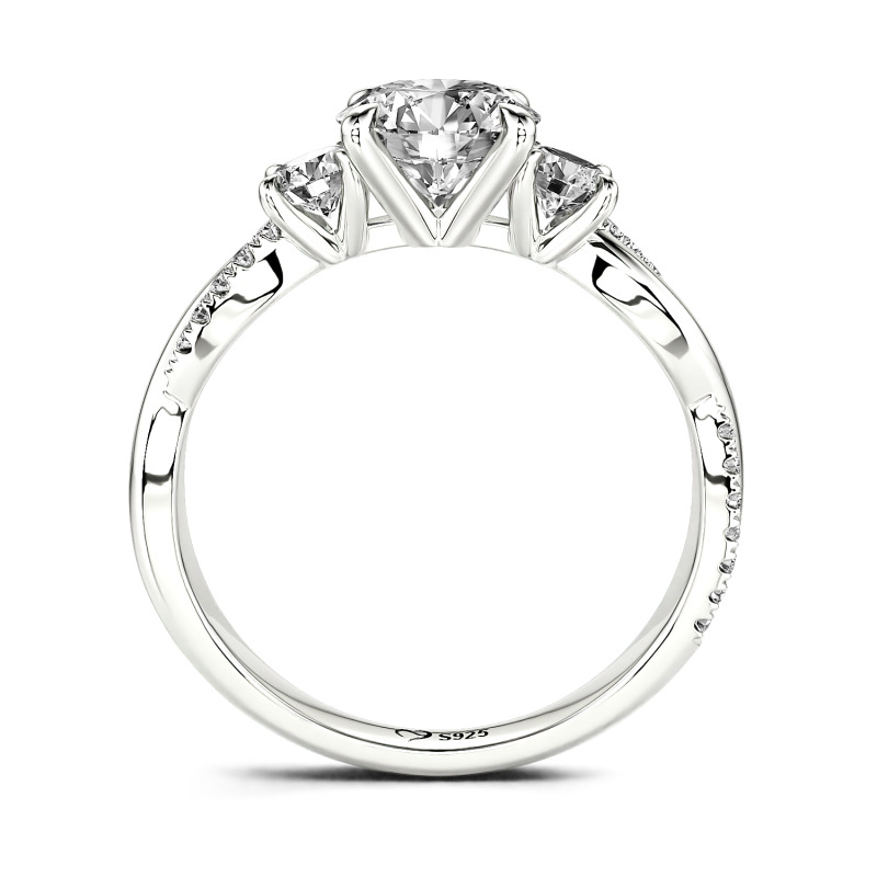 Jeulia Anillo de Compromiso de Tres Piedras Trenzado Personalizado Oro/Platino