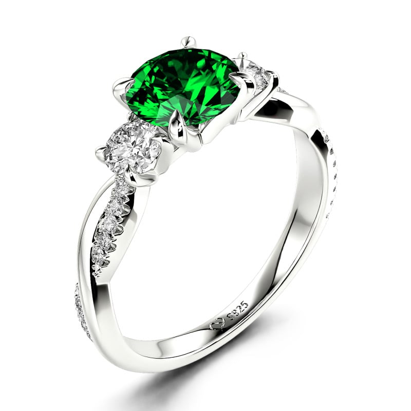 Jeulia Custom Twisted Three Stone Engagement Ring Gold/Platinum