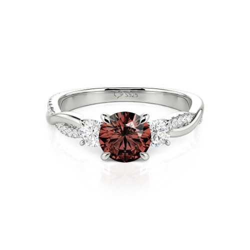 Jeulia Twist Three Stone Engagement Ring Sterling Silver Round Cut