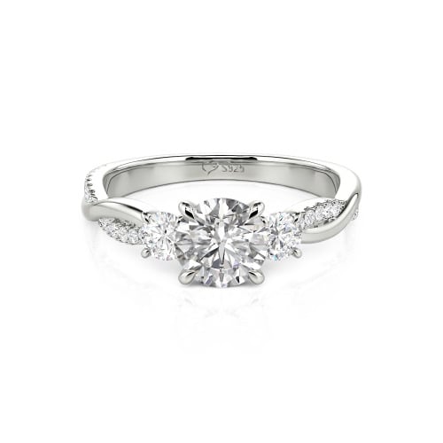 Jeulia Twist Three Stone Engagement Ring Sterling Silver Round Cut
