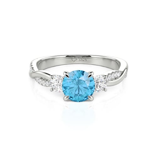 Jeulia Twist Three Stone Engagement Ring Sterling Silver Round Cut
