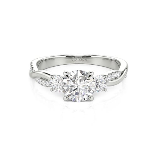 Jeulia Twist Three Stone Engagement Ring Sterling Silver Round Cut