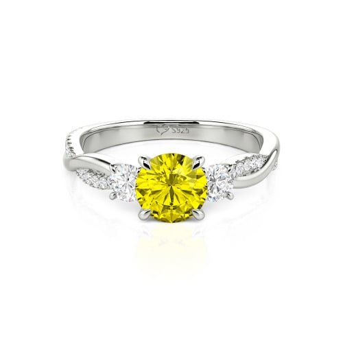 Jeulia Twist Three Stone Engagement Ring Sterling Silver Round Cut