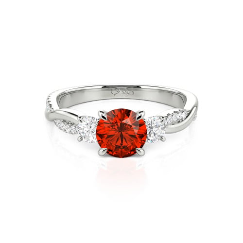 Jeulia Twist Three Stone Engagement Ring Sterling Silver Round Cut