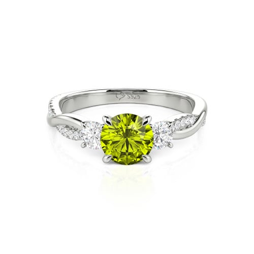 Jeulia Twist Three Stone Engagement Ring Sterling Silver Round Cut