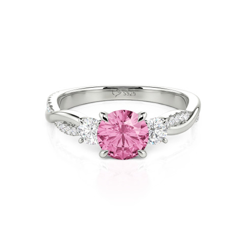 Jeulia Twist Three Stone Engagement Ring Sterling Silver Round Cut