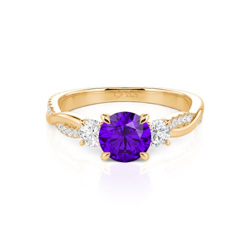 Jeulia Twist Three Stone Engagement Ring Sterling Silver Round Cut