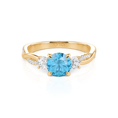 Jeulia Twist Three Stone Engagement Ring Sterling Silver Round Cut