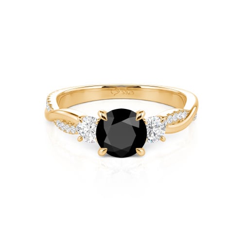 Jeulia Twist Three Stone Engagement Ring Sterling Silver Round Cut