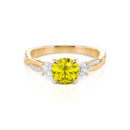 Jeulia Twist Three Stone Engagement Ring Sterling Silver Round Cut