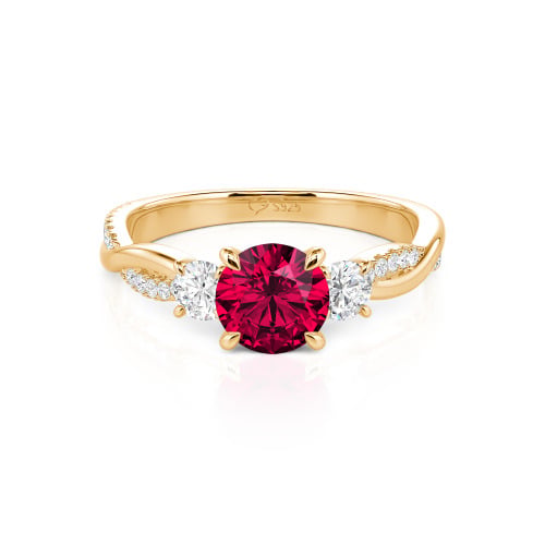 Jeulia Twist Three Stone Engagement Ring Sterling Silver Round Cut