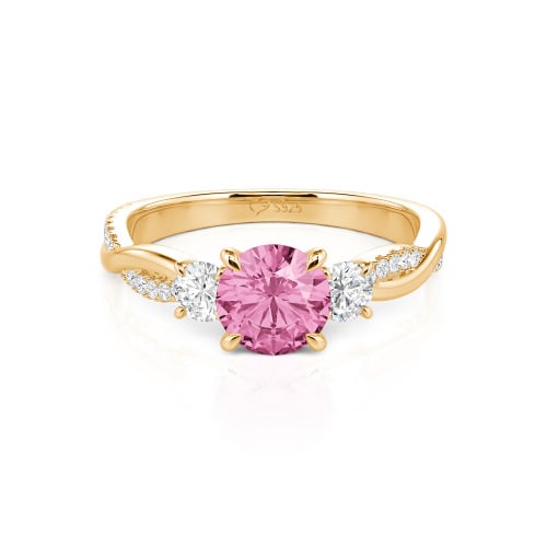 Jeulia Twist Three Stone Engagement Ring Sterling Silver Round Cut