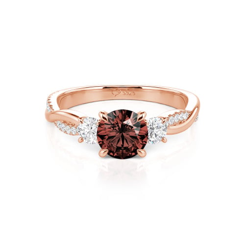 Jeulia Twist Three Stone Engagement Ring Sterling Silver Round Cut