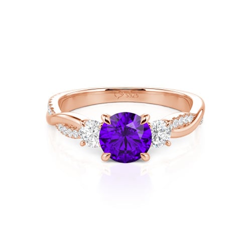 Jeulia Twist Three Stone Engagement Ring Sterling Silver Round Cut