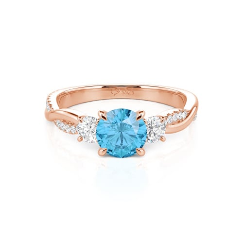 Jeulia Twist Three Stone Engagement Ring Sterling Silver Round Cut
