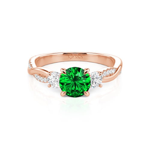 Jeulia Twist Three Stone Engagement Ring Sterling Silver Round Cut