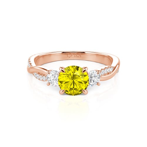 Jeulia Twist Three Stone Engagement Ring Sterling Silver Round Cut