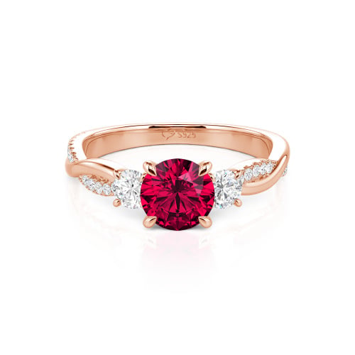 Jeulia Twist Three Stone Engagement Ring Sterling Silver Round Cut