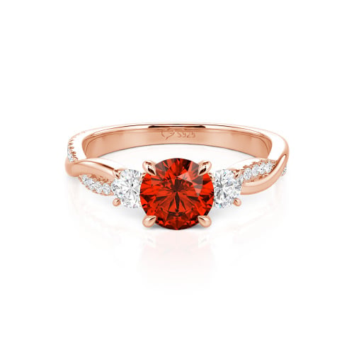 Jeulia Twist Three Stone Engagement Ring Sterling Silver Round Cut