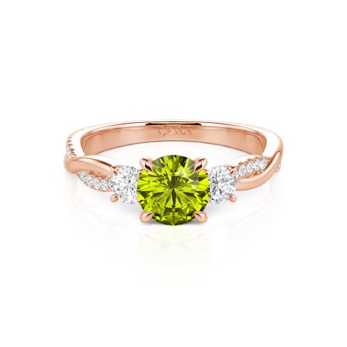 Jeulia Twist Three Stone Engagement Ring Sterling Silver Round Cut