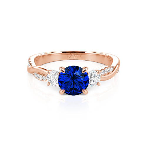 Jeulia Twist Three Stone Engagement Ring Sterling Silver Round Cut