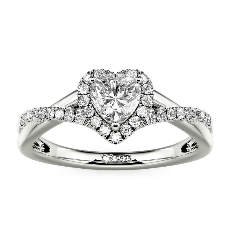 Jeulia Custom Halo Heart Engagement Ring Twist Design