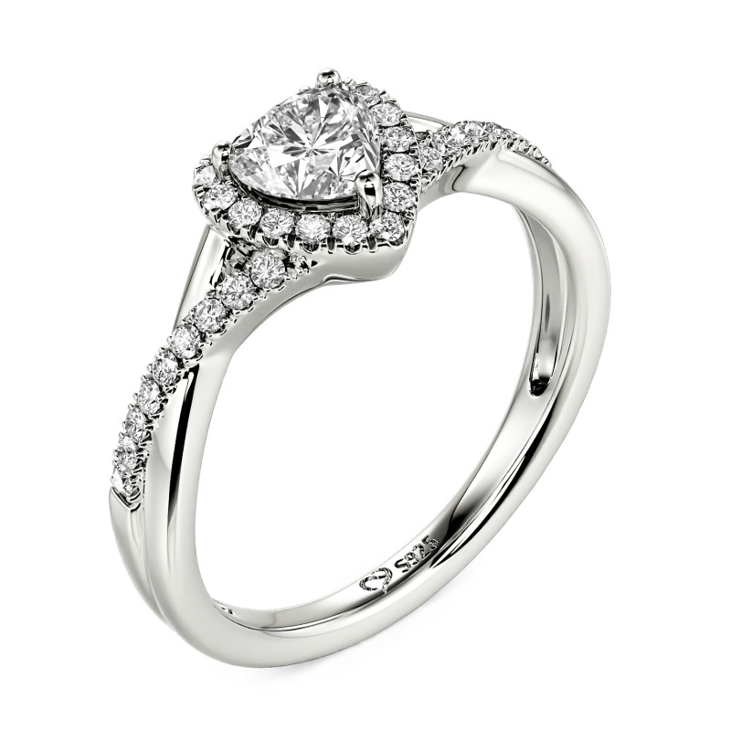 Jeulia Custom Halo Heart Engagement Ring Twist Design