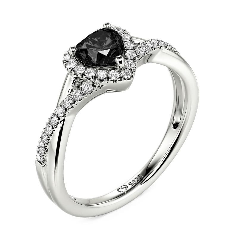 Jeulia Custom Halo Heart Engagement Ring Twist Design