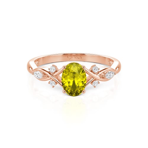 Jeulia 10K/14K/18K Gold Platinum Twist Oval Engagement Ring