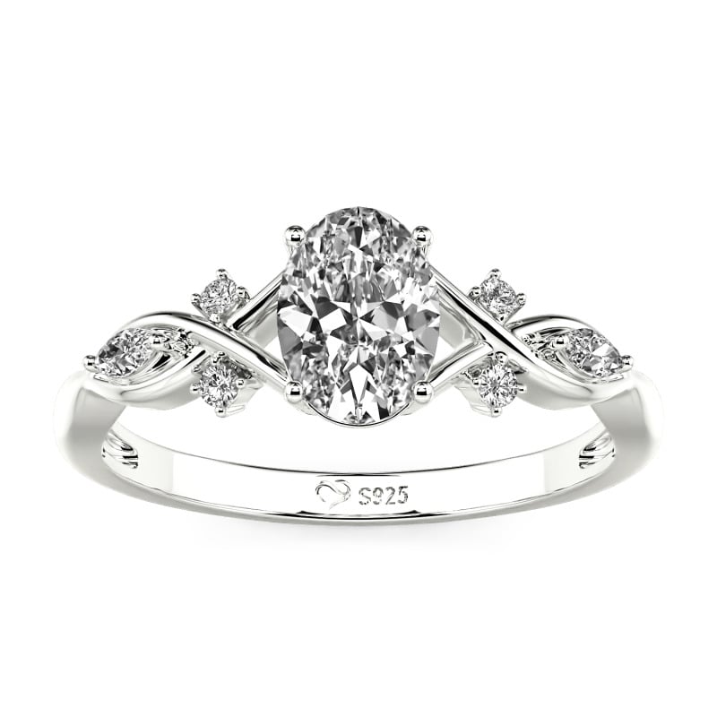 Jeulia Anillo de Compromiso Ovalado Trenzado en Oro 10K/14K/18K y Platino