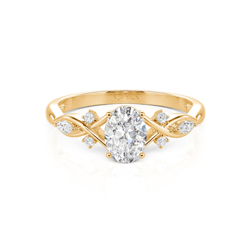 Jeulia 10K/14K/18K Gold Platinum Twist Oval Engagement Ring