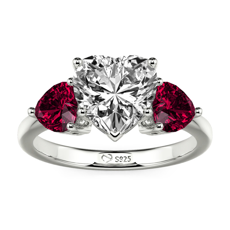 Jeulia Custom Classic Heart Three-Stone Ring