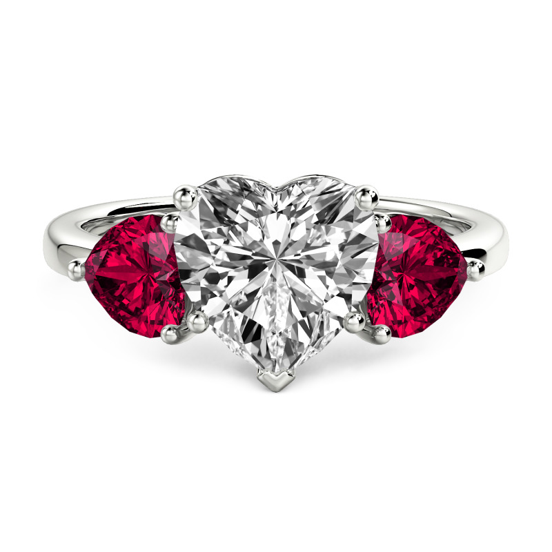 Jeulia Custom Classic Heart Three-Stone Ring