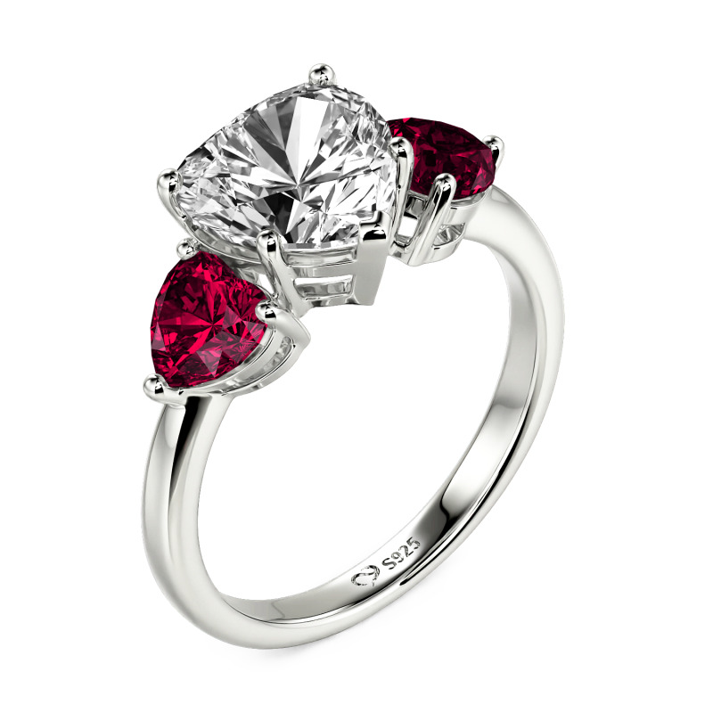 Jeulia Custom Classic Heart Three-Stone Ring