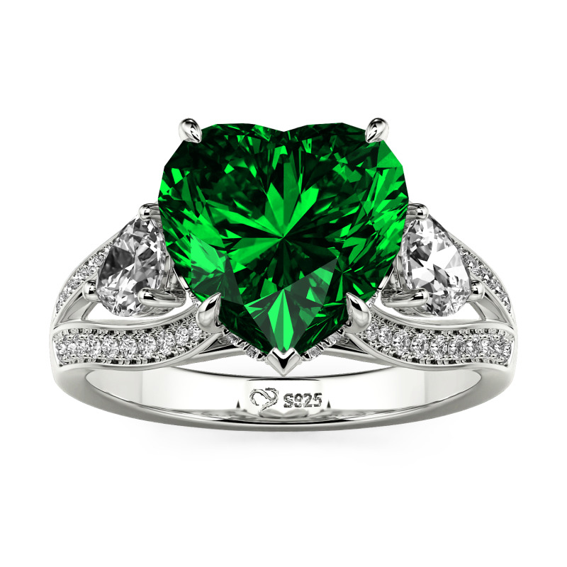 Jeulia Custom Heart Three Stone Promise Ring