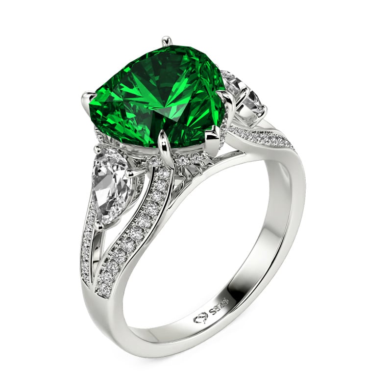 Jeulia Custom Heart Three Stone Promise Ring