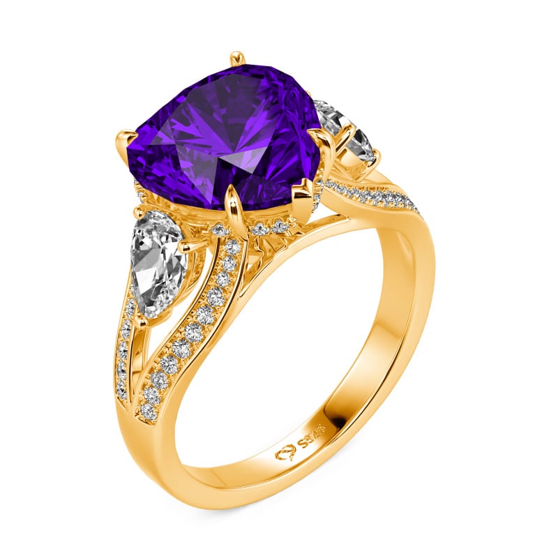 Anillo Vintage De Tres Piedras Con Granate Y Diamantes En Oro Amarillo De 9 Quilates - España