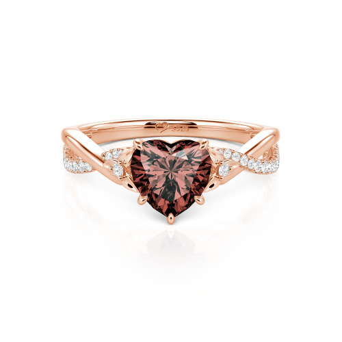 Jeulia Custom Heart Promise Ring with Leaves Design Twist Band