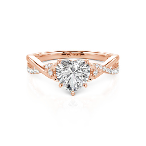 Jeulia Custom Heart Promise Ring with Leaves Design Twist Band