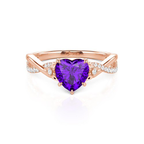 Jeulia Custom Heart Promise Ring with Leaves Design Twist Band