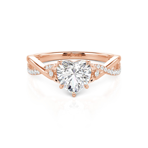 Jeulia Custom Heart Promise Ring with Leaves Design Twist Band