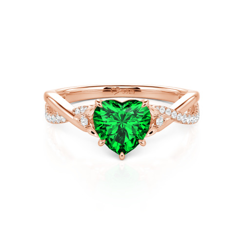 Jeulia Custom Heart Promise Ring with Leaves Design Twist Band