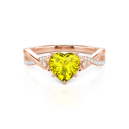 Jeulia Custom Heart Promise Ring with Leaves Design Twist Band