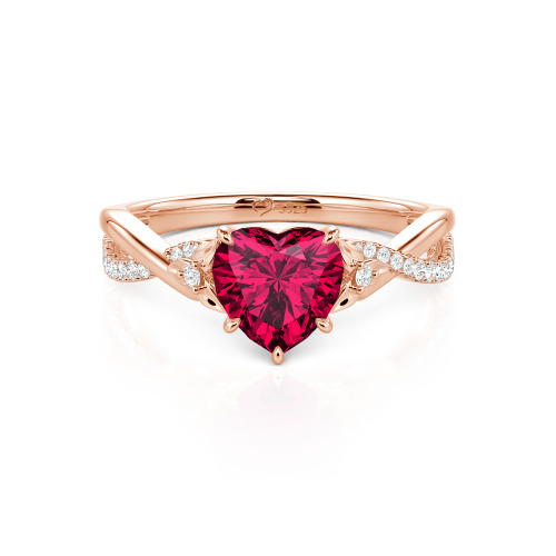 Jeulia Custom Heart Promise Ring with Leaves Design Twist Band