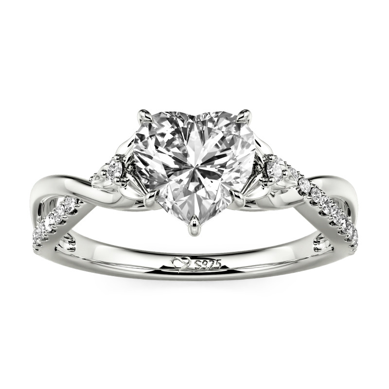 Jeulia Custom Heart Promise Ring with Leaves Design Twist Band