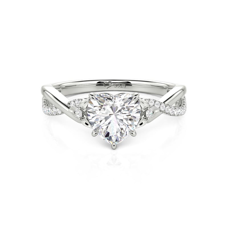 Jeulia Custom Heart Promise Ring with Leaves Design Twist Band