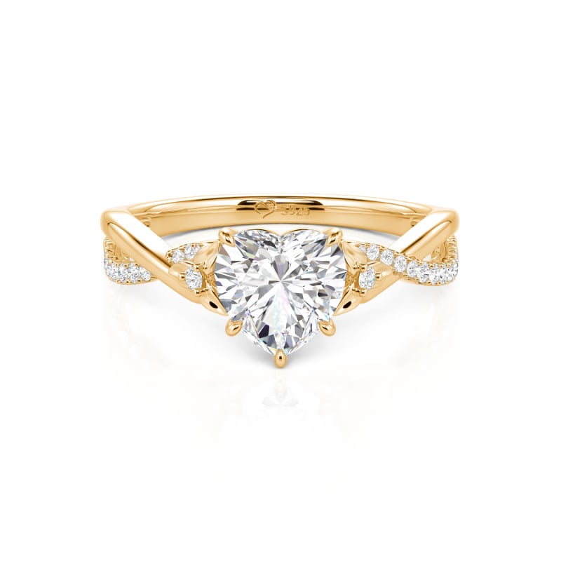 Jeulia Custom Heart Promise Ring with Leaves Design Twist Band